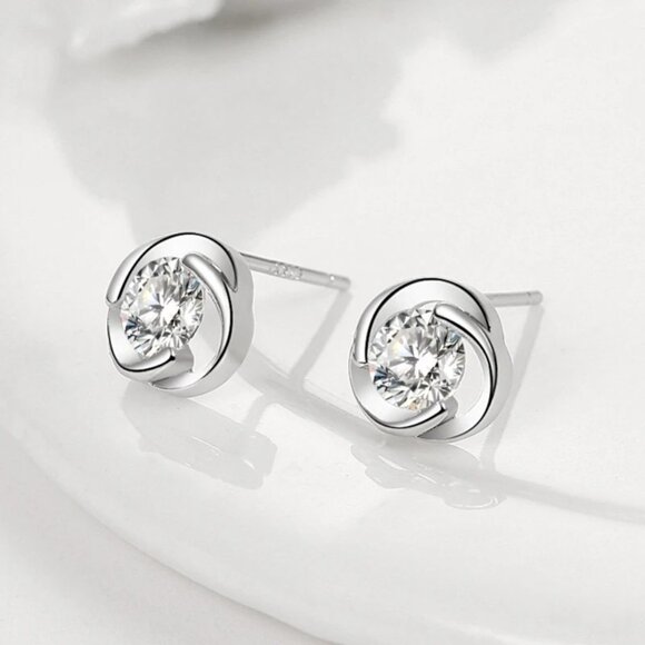 Andera Love Cubic Zirconia 925 Sterling Silver Love Knot Earrings Gift Packaged - Picture 4 of 9